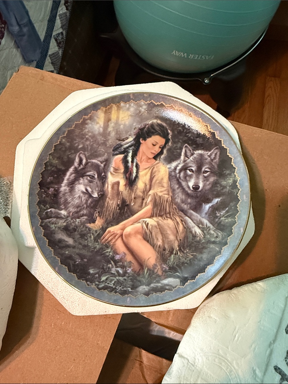 The Bradford Exchange Native Woman with Wolves Wall Art - Brown, Gray, Blue